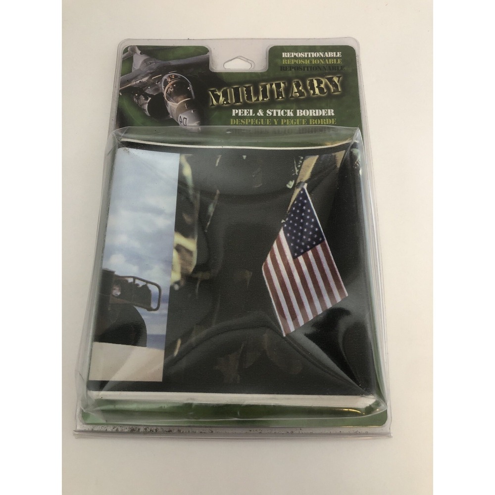 Brewster Military Peel & Stick Border Kid Room 5in x 12ft New PS96311 Green Camo
